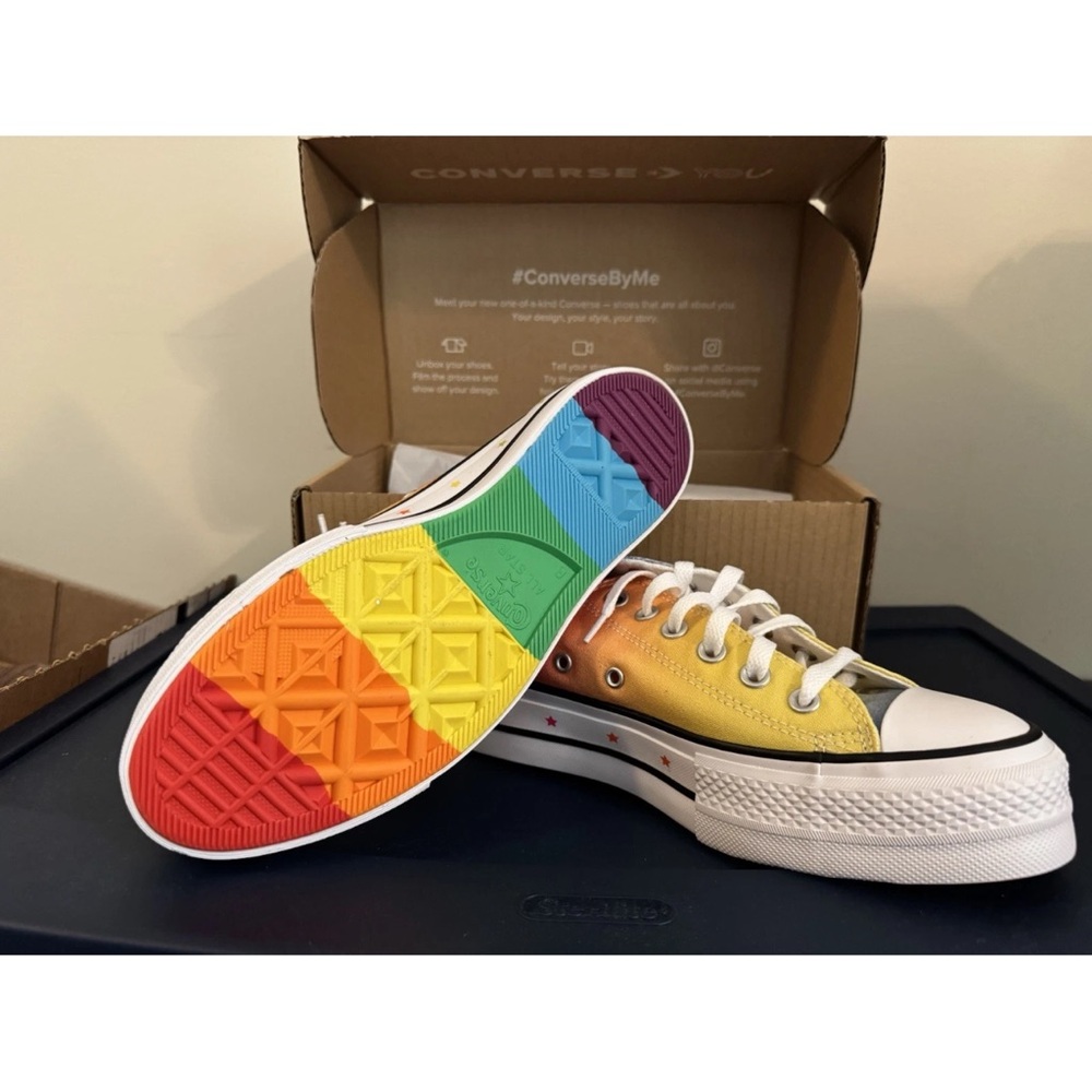 Converse Gradient Yellow Sneakers with Rainbow Sole